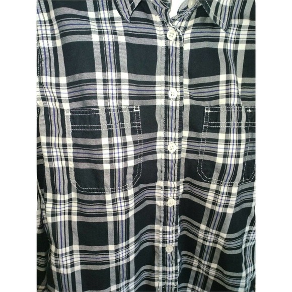 Lauren Ralph Lauren Black/White Plaid Button Up Roll Tab Shirt Size XS - Picture 3 of 8